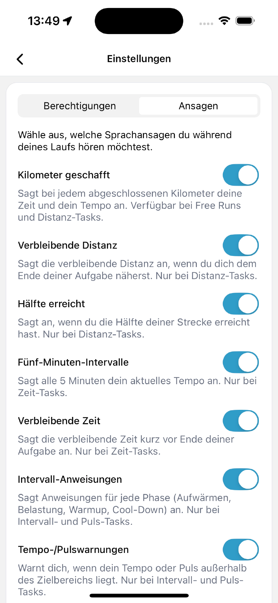 Sprachansagen beim Laufen jetzt individuell einstellbar